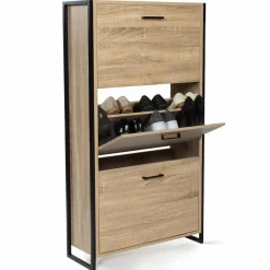 IDMarket Armoire à chaussures bois et métal* Meubles Hauts|Meubles En Bois