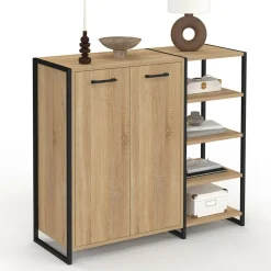 IDMarket Armoire à chaussures design industriel 12 paires 2 portes et 4 étagères* Collection Moderne|Petits Meubles