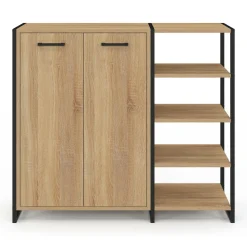 IDMarket Armoire à chaussures design industriel 12 paires 2 portes et 4 étagères* Collection Moderne|Petits Meubles