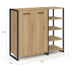 IDMarket Armoire à chaussures design industriel 12 paires 2 portes et 4 étagères* Collection Moderne|Petits Meubles