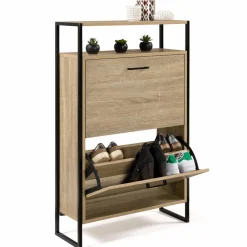 IDMarket Armoire à chaussures industrielle avec étagère bois et métal* Collection Industrielle|Meubles À Chaussures