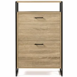 IDMarket Armoire à chaussures industrielle avec étagère bois et métal* Collection Industrielle|Meubles À Chaussures