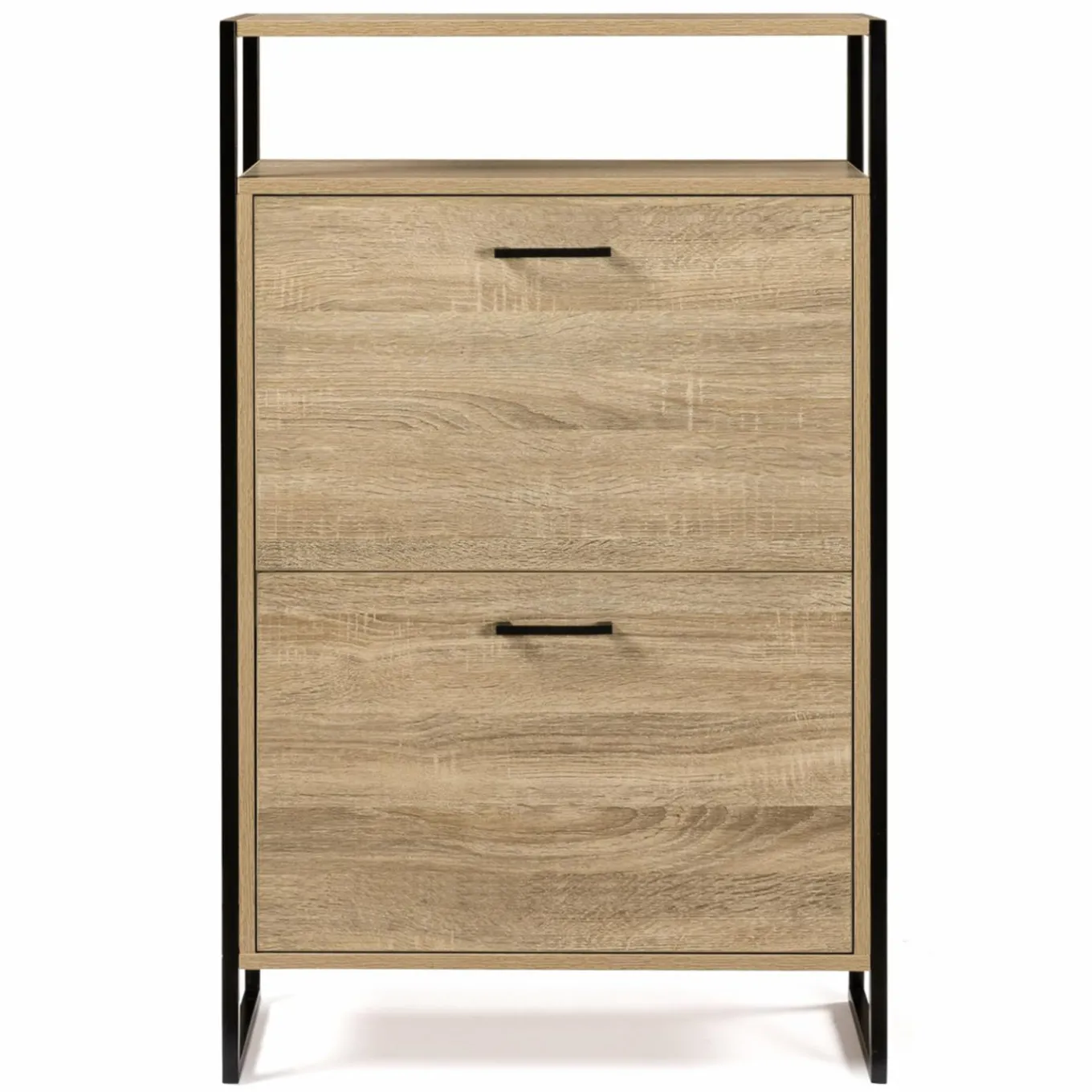 IDMarket Armoire à chaussures industrielle avec étagère bois et métal* Collection Industrielle|Meubles À Chaussures