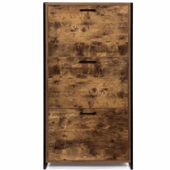 IDMarket Armoire à chaussures industrielle 3 portes effet vieilli* Collection Vintage|Collection Industrielle