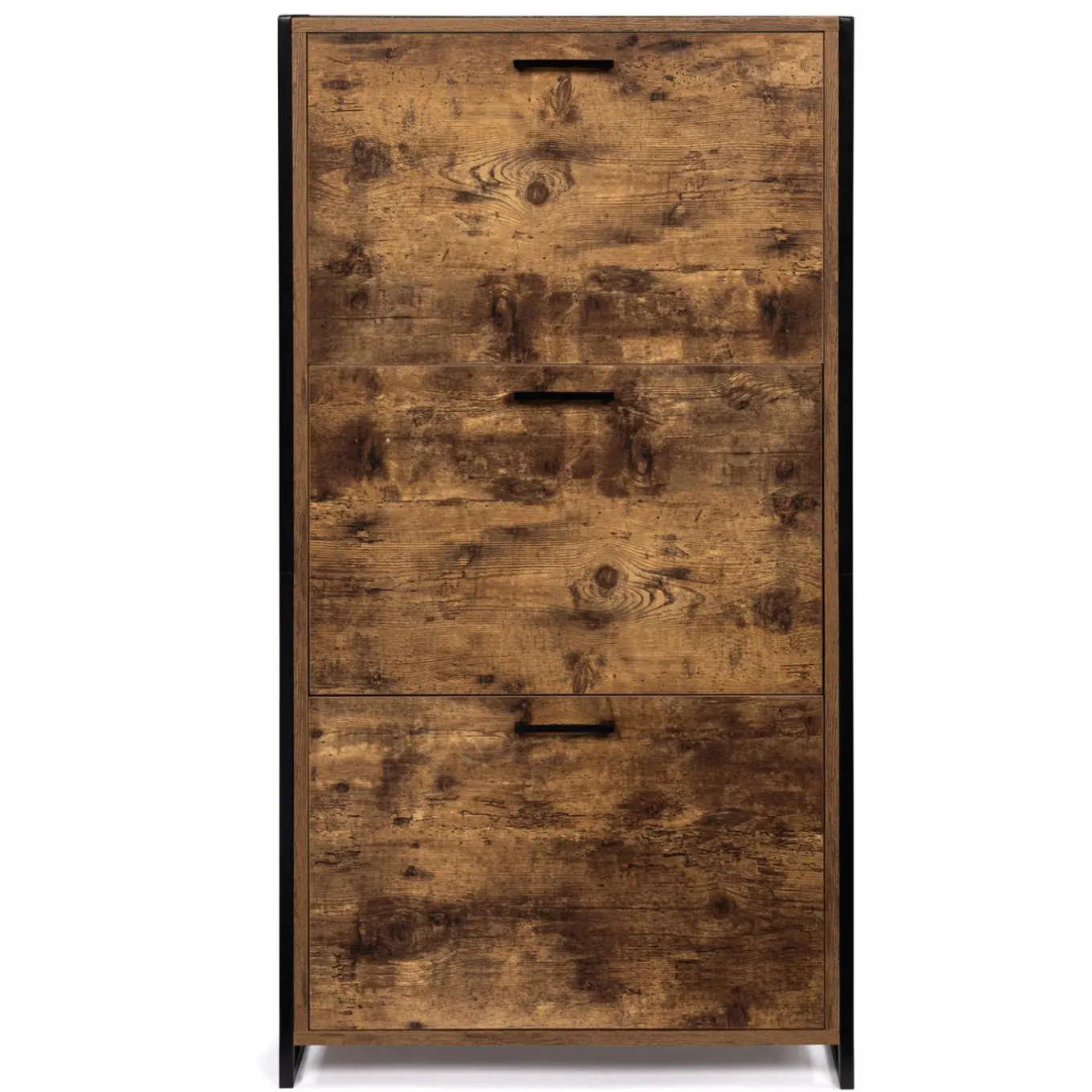 IDMarket Armoire à chaussures industrielle 3 portes effet vieilli* Collection Vintage|Collection Industrielle