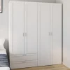 IDMarket Armoire 4 portes blanche dressing penderie et 2 tiroirs 160 cm* Collection Agencement Magasin|Collection Télétravail