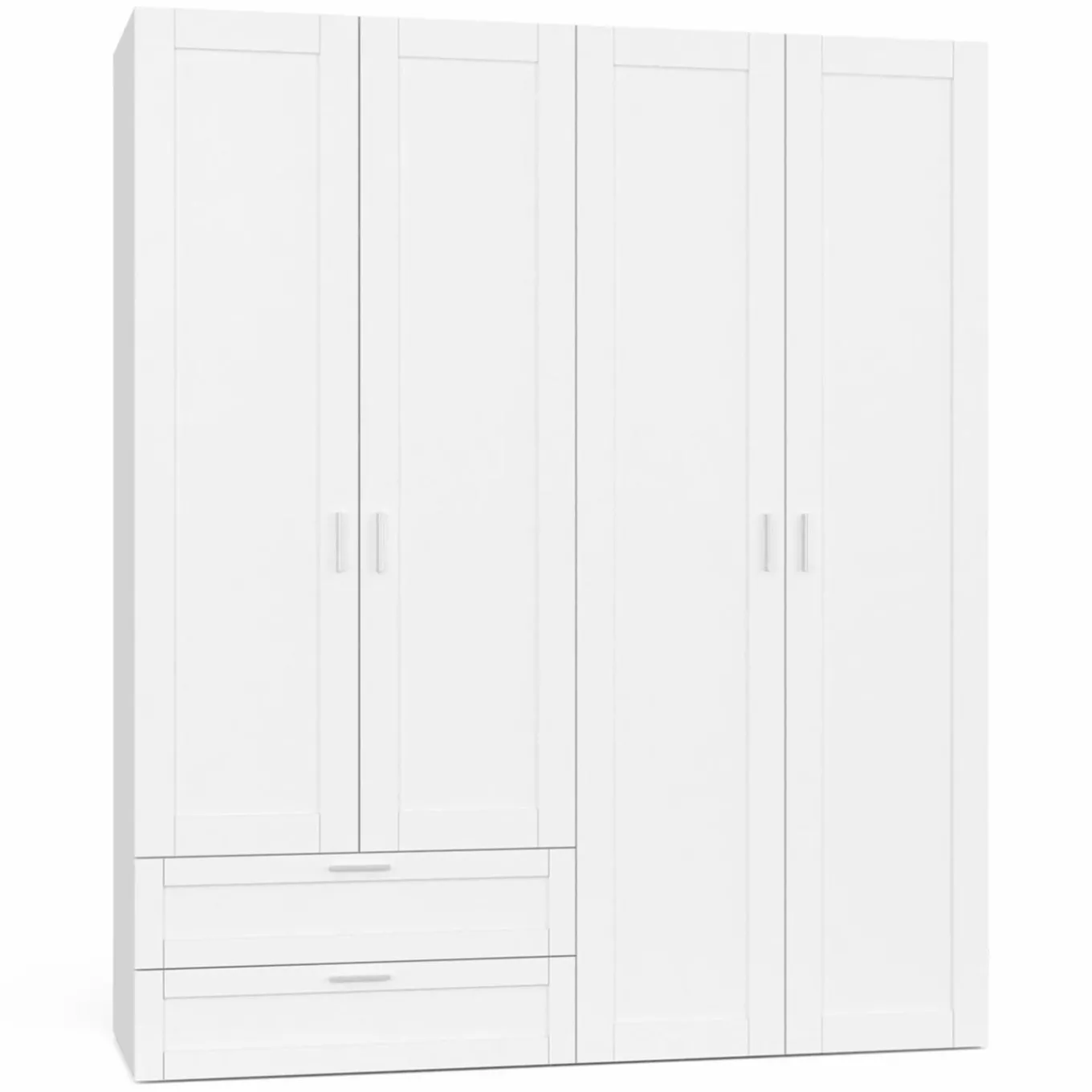 IDMarket Armoire 4 portes blanche dressing penderie et 2 tiroirs 160 cm* Collection Agencement Magasin|Collection Télétravail