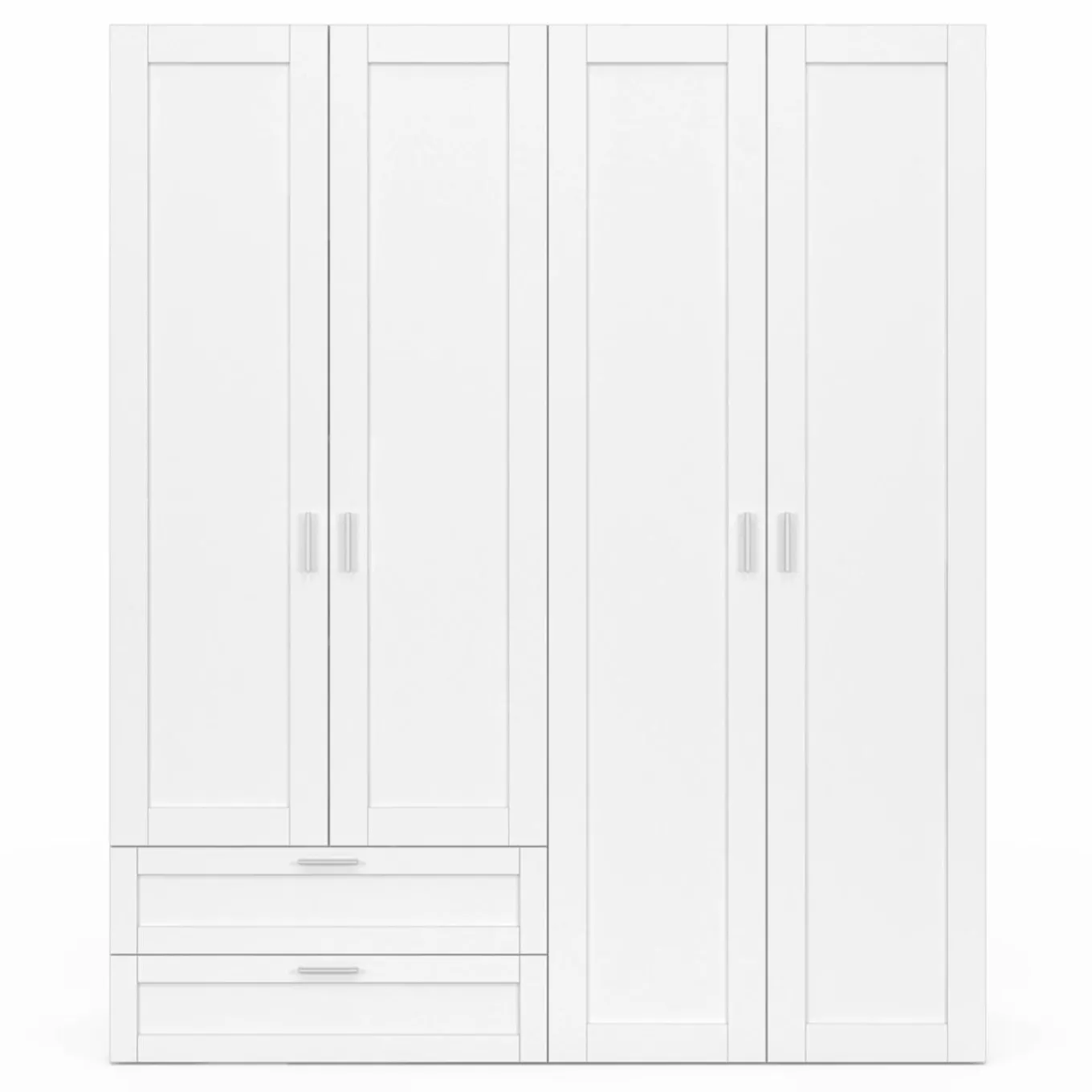 IDMarket Armoire 4 portes blanche dressing penderie et 2 tiroirs 160 cm* Collection Agencement Magasin|Collection Télétravail