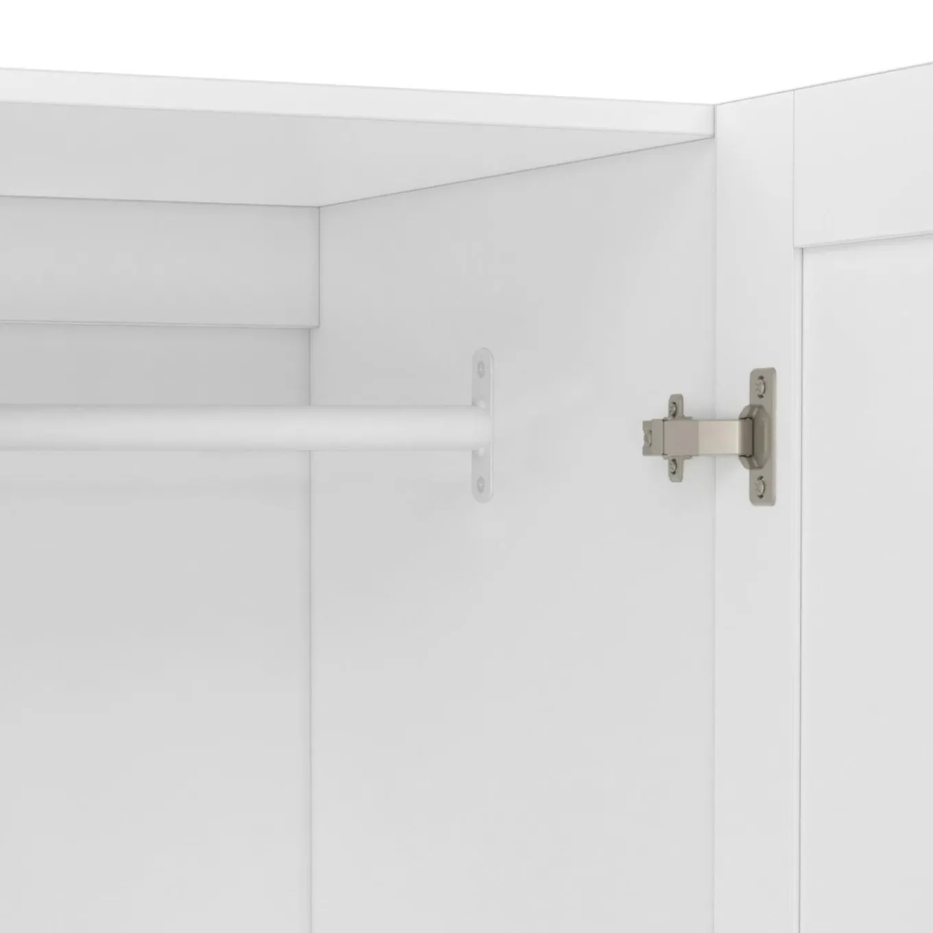 IDMarket Armoire 4 portes blanche dressing penderie et 2 tiroirs 160 cm* Collection Agencement Magasin|Collection Télétravail