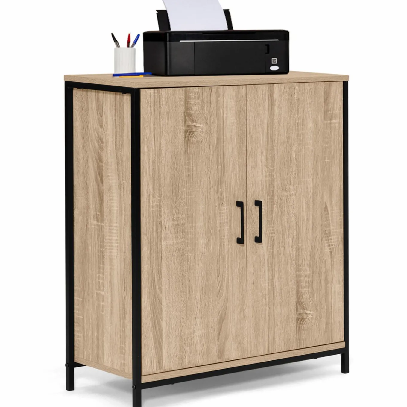 IDMarket Armoire basse industrielle 2 portes* Armoires