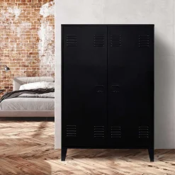 IDMarket Armoire basse métallique noire* Rangement Et Accessoires|Collection Télétravail