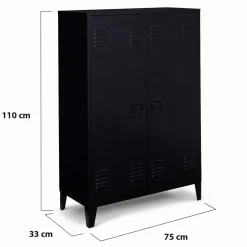 IDMarket Armoire basse métallique noire* Rangement Et Accessoires|Collection Télétravail