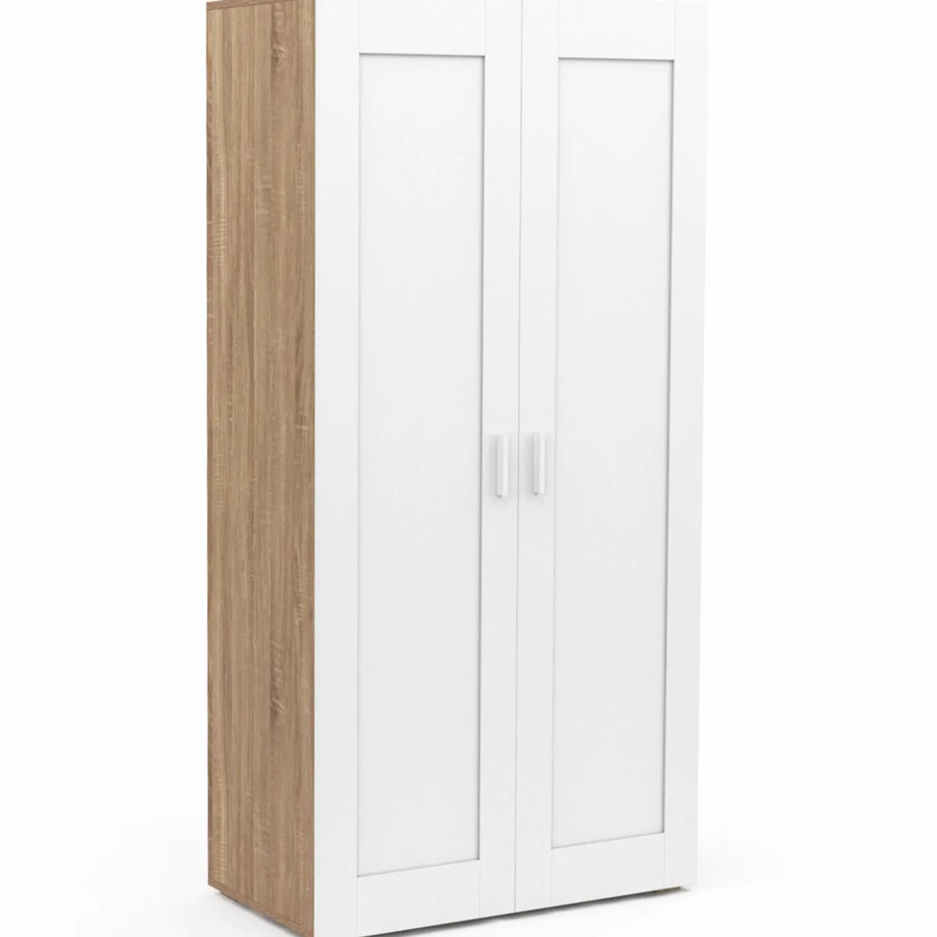 IDMarket Armoire blanc et bois 2 portes et étagères* Collection Agencement Magasin|Vestiaires Et Meubles D'Entrée