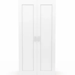 IDMarket Armoire blanc et bois 2 portes et étagères* Collection Agencement Magasin|Vestiaires Et Meubles D'Entrée