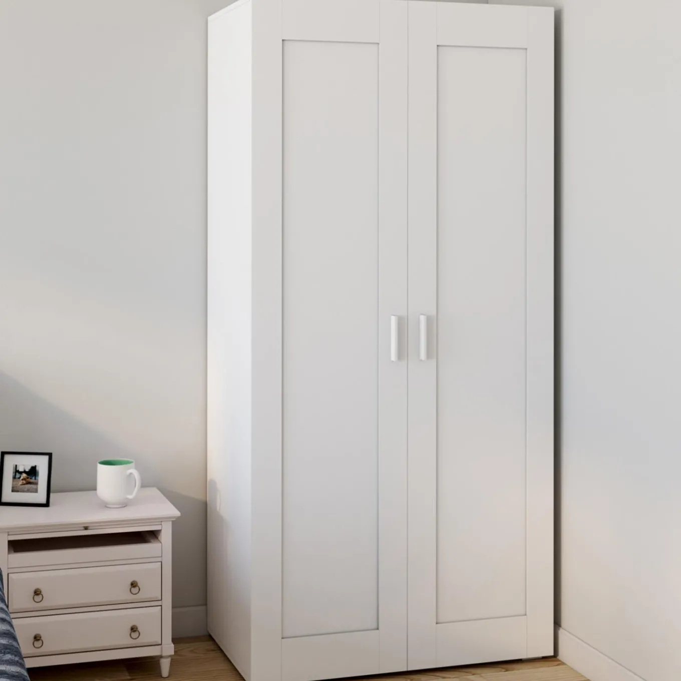 IDMarket Armoire blanche 2 portes 80 cm* Collection Agencement Magasin|Collection Télétravail
