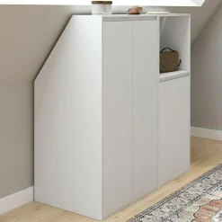 IDMarket Armoire blanche sous pente 3 portes 1 niche* Armoires|Dressings Et Portants Vêtements