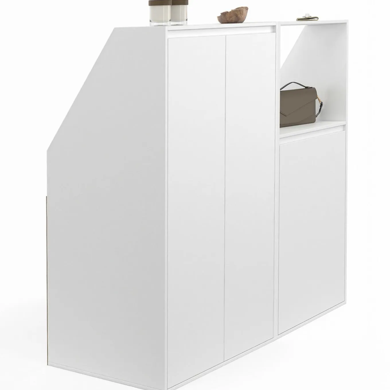 IDMarket Armoire blanche sous pente 3 portes 1 niche* Armoires|Dressings Et Portants Vêtements