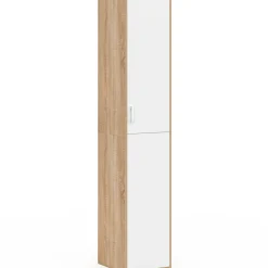 IDMarket Armoire de bureau bois 180 cm multifonction 3 étagères 1 porte blanche* Meubles Hauts|Meubles Blancs