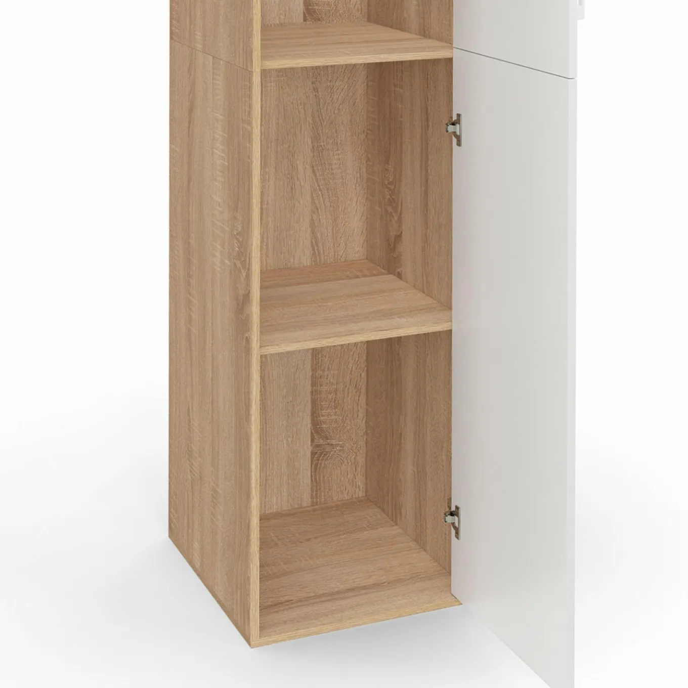 IDMarket Armoire de bureau bois 180 cm multifonction 3 étagères 1 porte blanche* Meubles Hauts|Meubles Blancs
