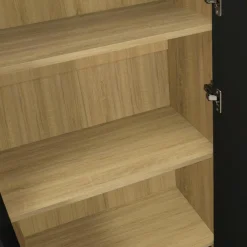 IDMarket Armoire de bureau multifonction bois noir* Collection Télétravail|Collection Moderne