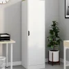 IDMarket Armoire de rangement 1 porte avec étagères blanc et bois* Meubles Blancs|Collection Agencement Magasin