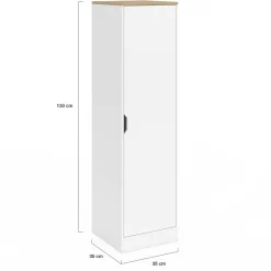 IDMarket Armoire de rangement 1 porte avec étagères blanc et bois* Meubles Blancs|Collection Agencement Magasin