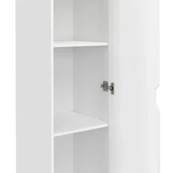 IDMarket Armoire de rangement 1 porte avec étagères blanc et bois* Meubles Blancs|Collection Agencement Magasin