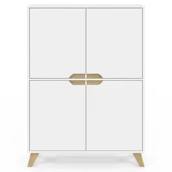 IDMarket Armoire de rangement scandinave avec 4 portes bois blanc* Rangement Et Accessoires|Collection Scandinave