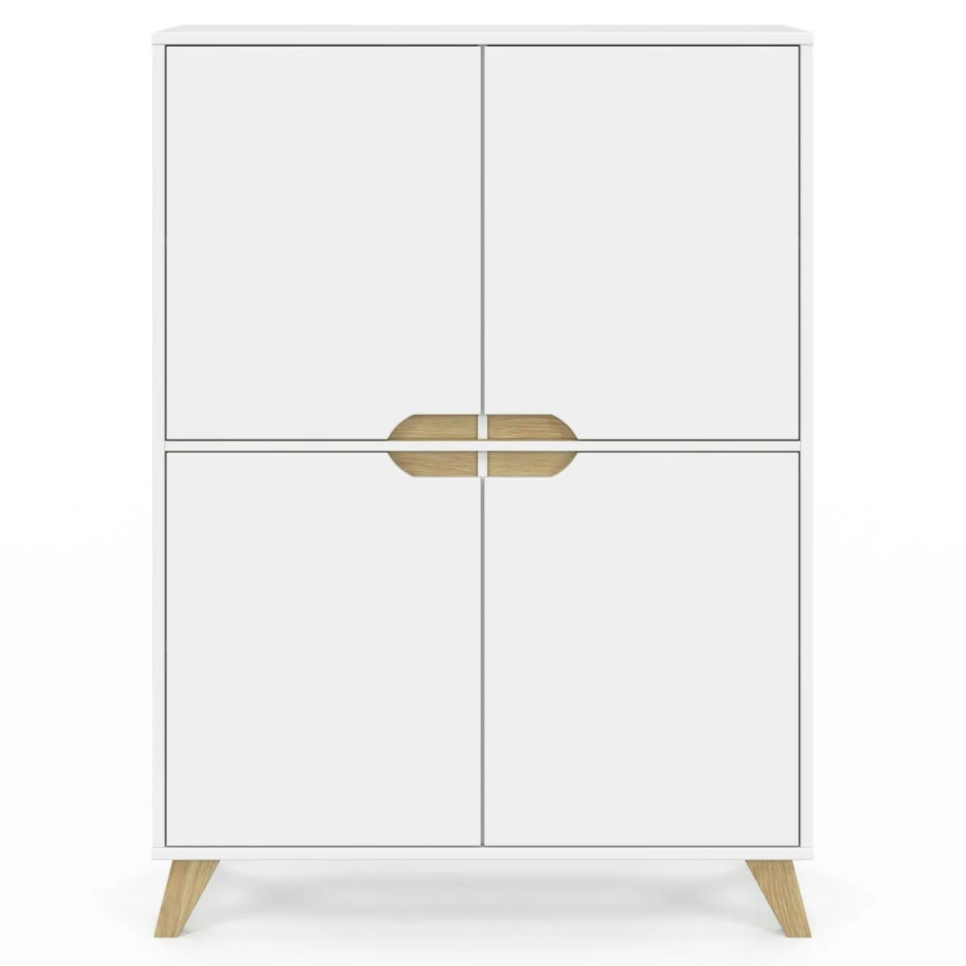 IDMarket Armoire de rangement scandinave avec 4 portes bois blanc* Rangement Et Accessoires|Collection Scandinave