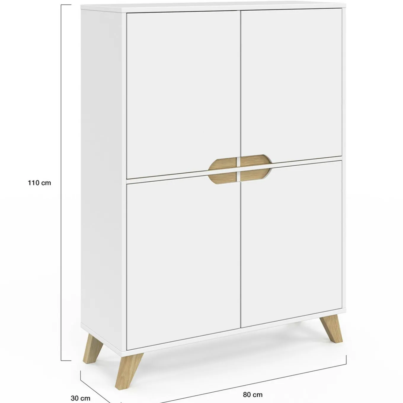 IDMarket Armoire de rangement scandinave avec 4 portes bois blanc* Rangement Et Accessoires|Collection Scandinave