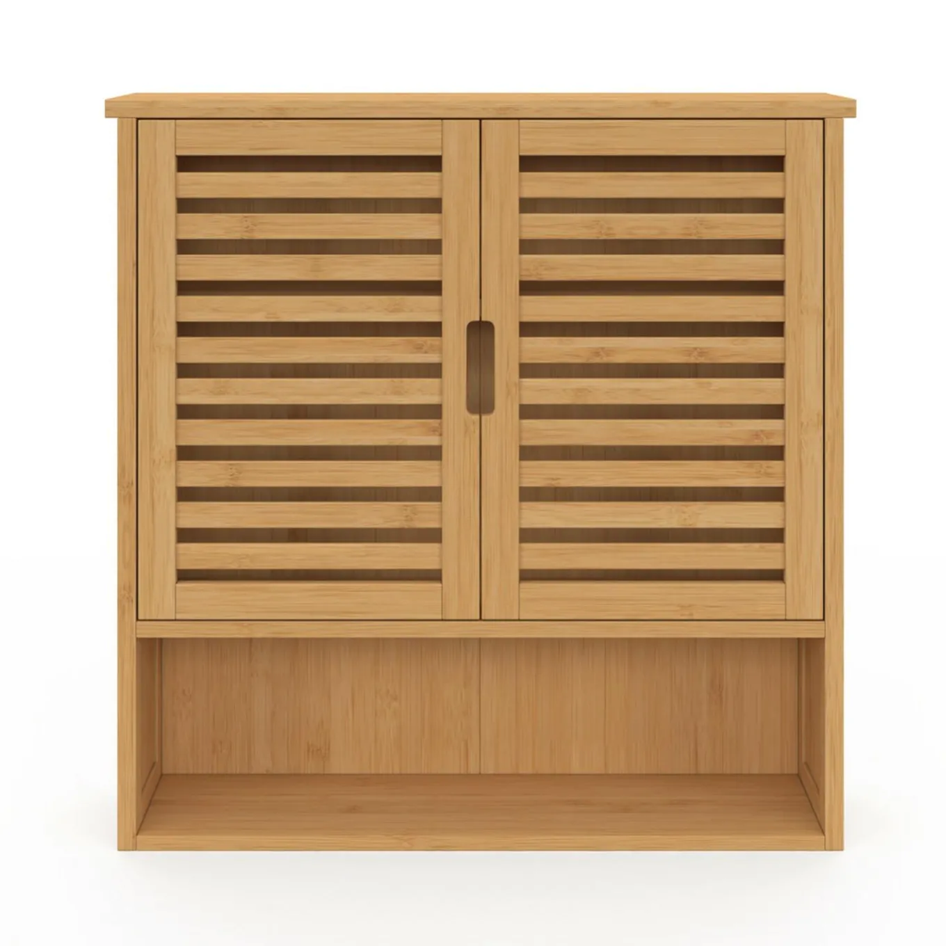 IDMarket Armoire de salle de bain murale en bambou 2 portes et étagère* Meubles Salle De Bain