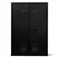 IDMarket Armoire murale 2 portes noir et métal* Rangement Et Accessoires|Collection Métal