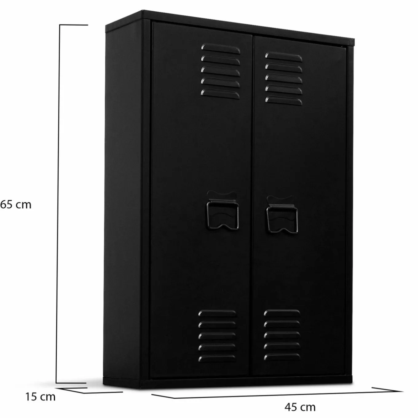 IDMarket Armoire murale 2 portes noir et métal* Rangement Et Accessoires|Collection Métal