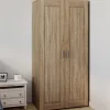 IDMarket Armoire penderie en hêtre avec 2 portes et étagères* Vestiaires Et Meubles D'Entrée|Chambre Complète Adulte