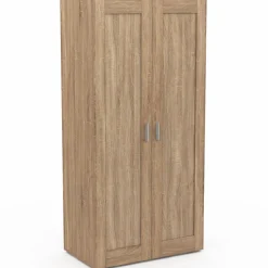 IDMarket Armoire penderie en hêtre avec 2 portes et étagères* Vestiaires Et Meubles D'Entrée|Chambre Complète Adulte