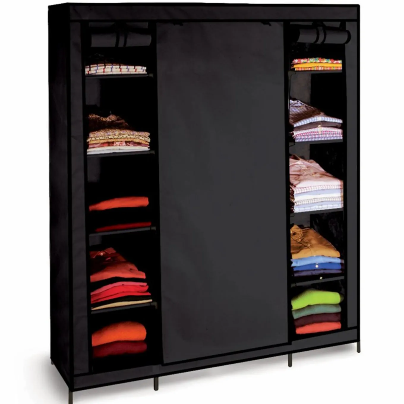 IDMarket Armoire penderie en tissu noir* Rangement Et Accessoires|Petits Meubles