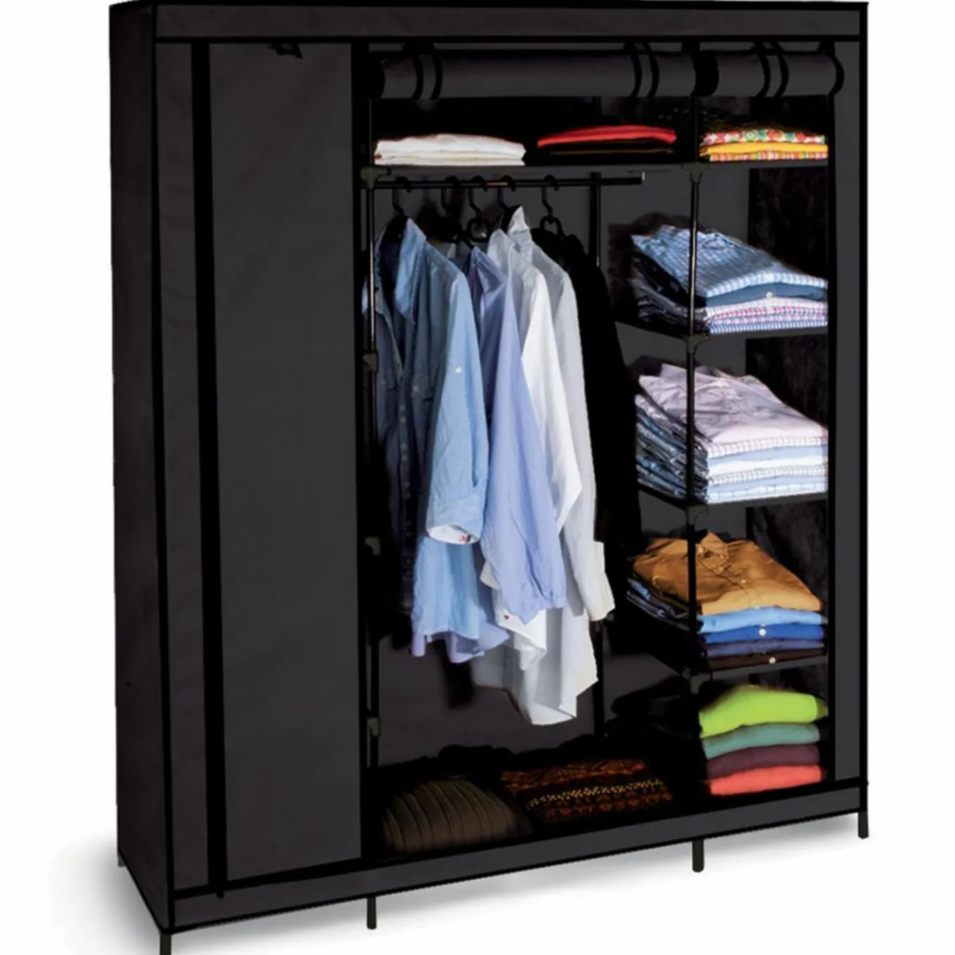 IDMarket Armoire penderie en tissu noir* Rangement Et Accessoires|Petits Meubles
