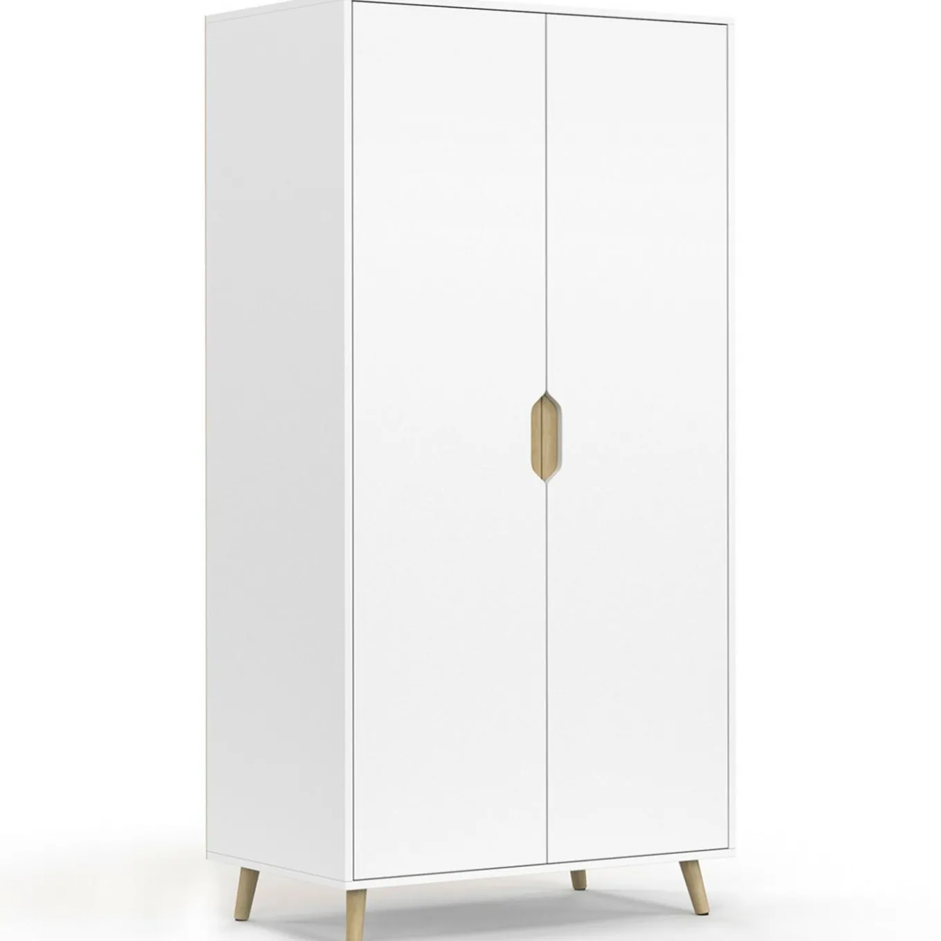 IDMarket Armoire scandinave 2 portes blanche penderie 80 cm avec étagères rangement* Meubles Hauts|Meubles Blancs
