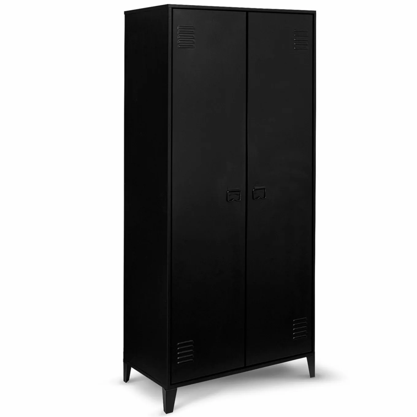 IDMarket Armoire vestiaire métal noir avec 2 portes* Rangement Et Accessoires|Meubles Hauts