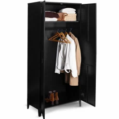IDMarket Armoire vestiaire métal noir avec 2 portes* Rangement Et Accessoires|Meubles Hauts