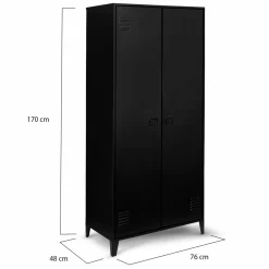 IDMarket Armoire vestiaire métal noir avec 2 portes* Rangement Et Accessoires|Meubles Hauts