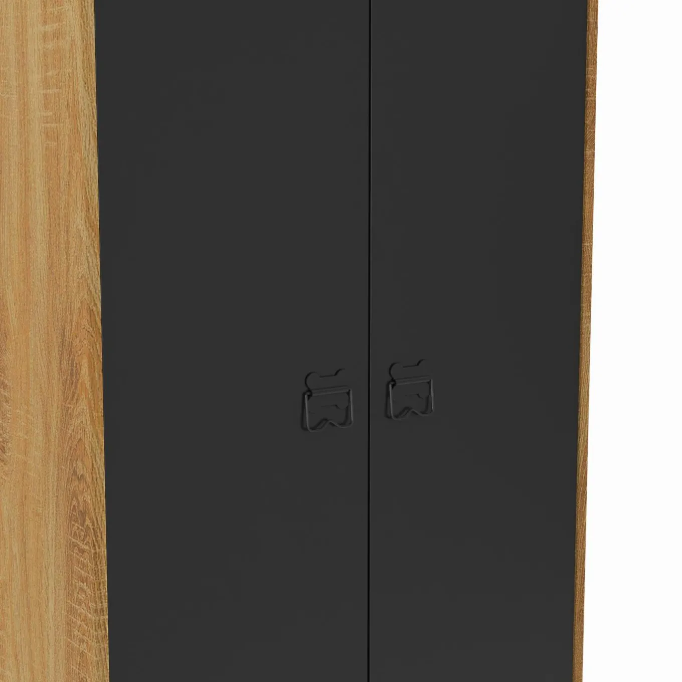 IDMarket Armoire vestiaire penderie métal noir et bois avec 2 portes* Rangement Et Accessoires|Meubles Hauts