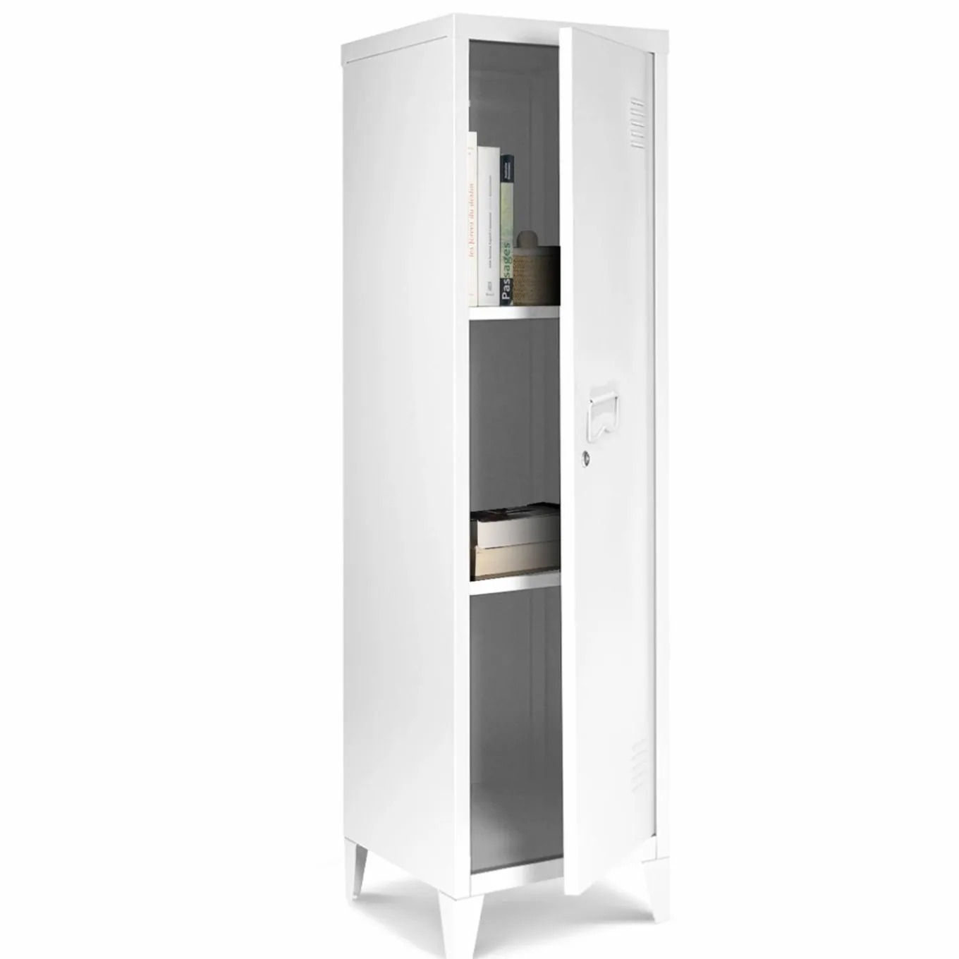 IDMarket Armoire vestiaire porte métal blanche industrielle* Rangement Et Accessoires|Collection Agencement Magasin
