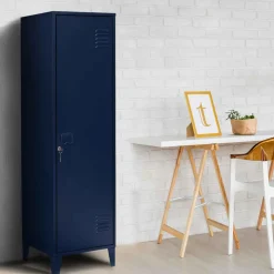 IDMarket Armoire vestiaire porte métallique bleue industrielle* Rangement Et Accessoires|Collection Agencement Magasin