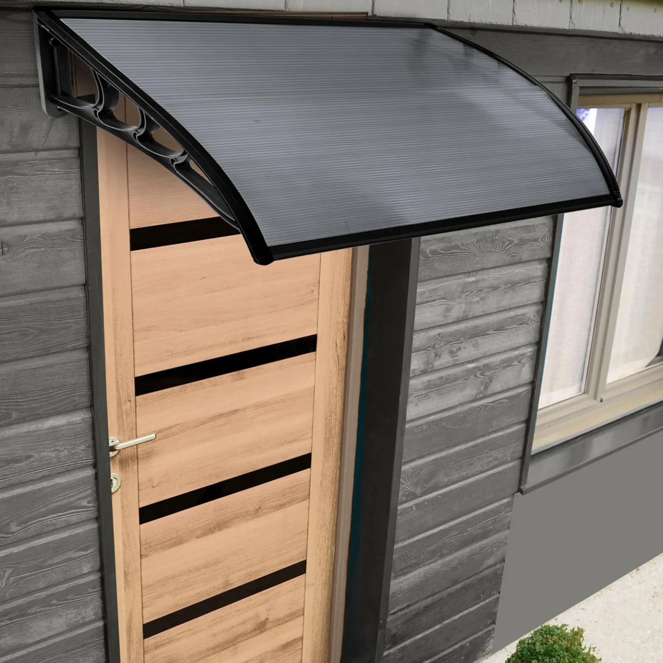 IDMarket Auvent de porte marquise en polycarbonate noire 80 x 120 cm* Auvents Et Marquises De Porte