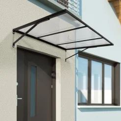 IDMarket Auvent de porte moderne verrière noire 90 x 140 cm* Auvents Et Marquises De Porte