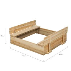 IDMarket Bac à sable bois refermable avec couvercle et 2 bancs intégrés*Enfant Jeux Enfant|Loisirs Et Jeux D'Exterieur