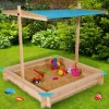 IDMarket Bac à sable en bois avec toit refermable*Enfant Jeux Enfant|Loisirs Et Jeux D'Exterieur