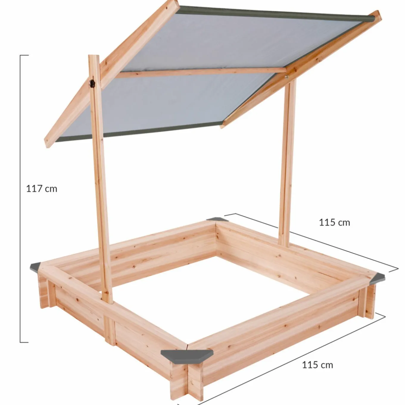 IDMarket Bac à sable en bois avec toit gris refermable*Enfant Jeux Enfant|Loisirs Et Jeux D'Exterieur