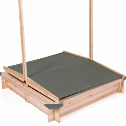 IDMarket Bac à sable en bois avec toit gris refermable*Enfant Jeux Enfant|Loisirs Et Jeux D'Exterieur